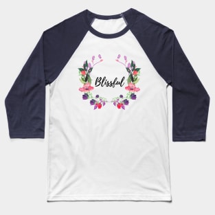"Blissful" Floral Graphic Design Baseball T-Shirt